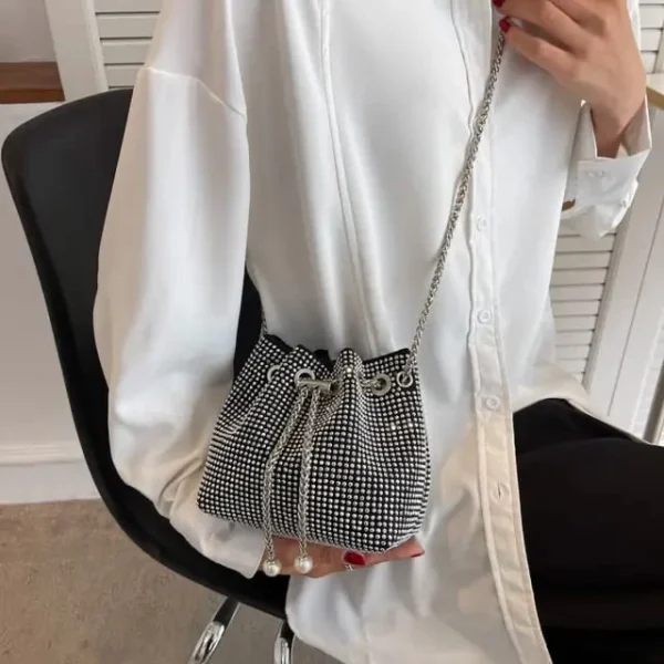 Dazzling Diva Crystals Stone Bucket Bag