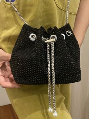 Dazzling Diva Crystals Stone Bucket Bag